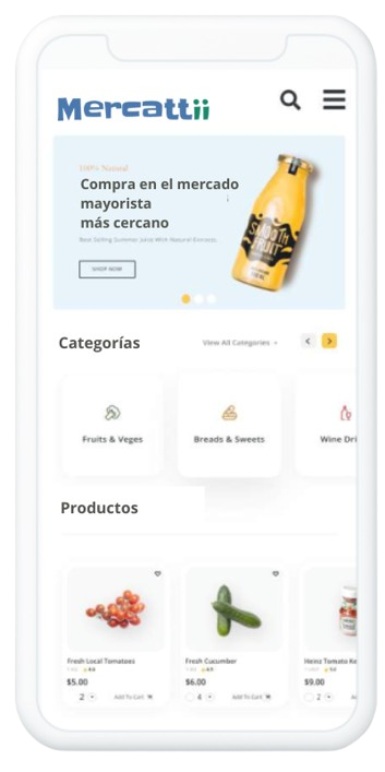 Teléfono con la aplicación Mercattii